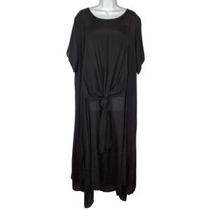 NWOT India Boutique Tie Front Layered Maxi Dress Black One Size Lagenlook